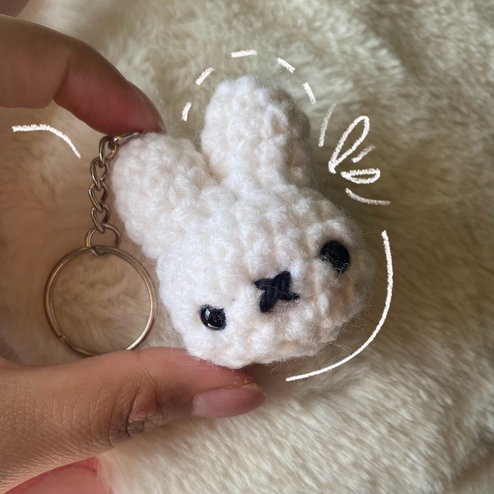 Amigurumi Cute Mini Miffy Bunny Rabbit Inspired Crochet Plushie Keychain